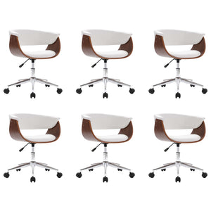 vidaXL Dining Chairs 6 pcs. Swivel White Faux Leather