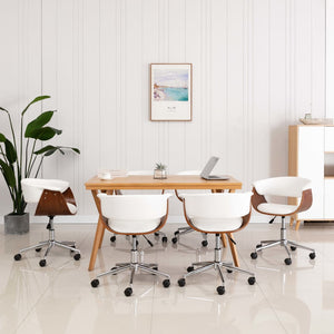vidaXL Dining Chairs 6 pcs. Swivel White Faux Leather