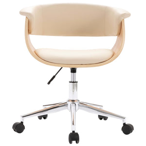 vidaXL Dining Chairs 2 pcs Swivel Cream Faux Leather