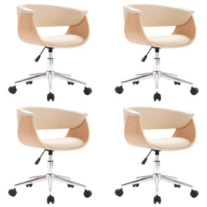 vidaXL Dining Chairs 4 pcs. Swivel Cream Faux Leather