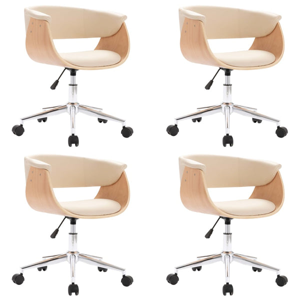 vidaXL Dining Chairs 4 pcs. Swivel Cream Faux Leather