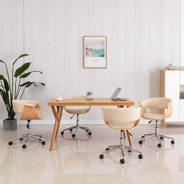 vidaXL Dining Chairs 4 pcs. Swivel Cream Faux Leather