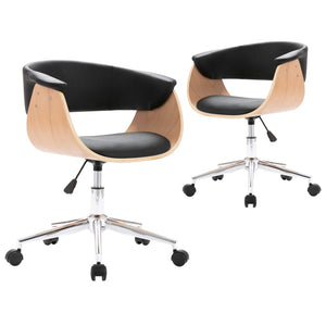 vidaXL Dining Chairs 2 pcs Swivel Black Faux Leather