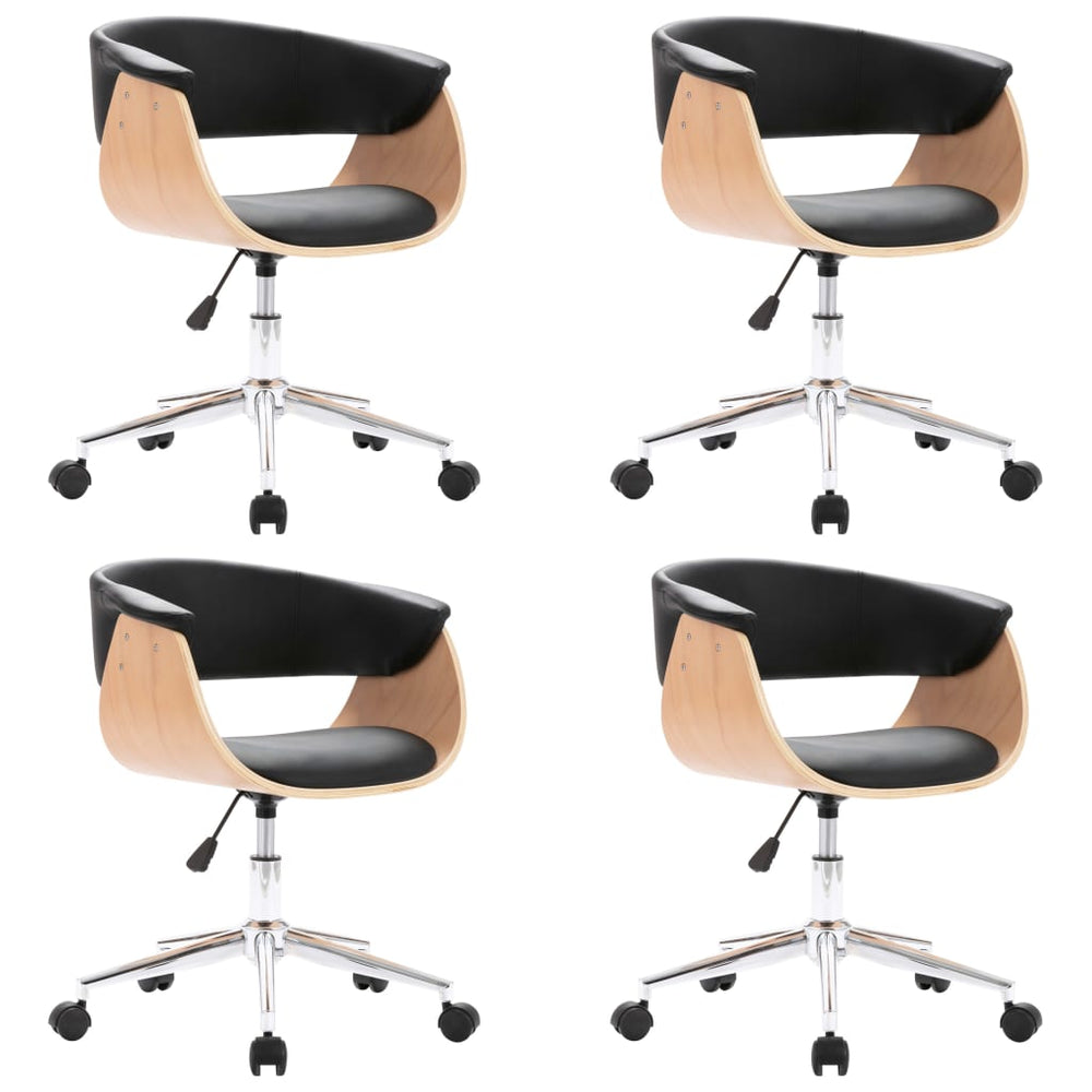 vidaXL Dining Chairs 4 pcs Swivel Black Faux Leather