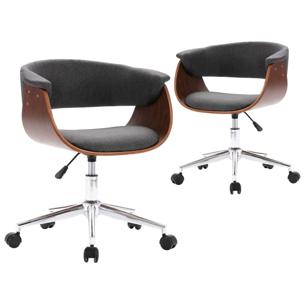 vidaXL Dining Chairs 2 pcs Swivel Grey Fabric