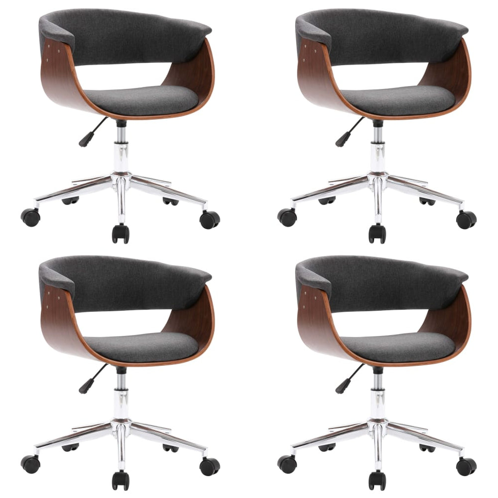 vidaXL Dining Chairs 4 pcs Swivel Grey Fabric