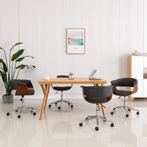 vidaXL Dining Chairs 4 pcs Swivel Grey Fabric