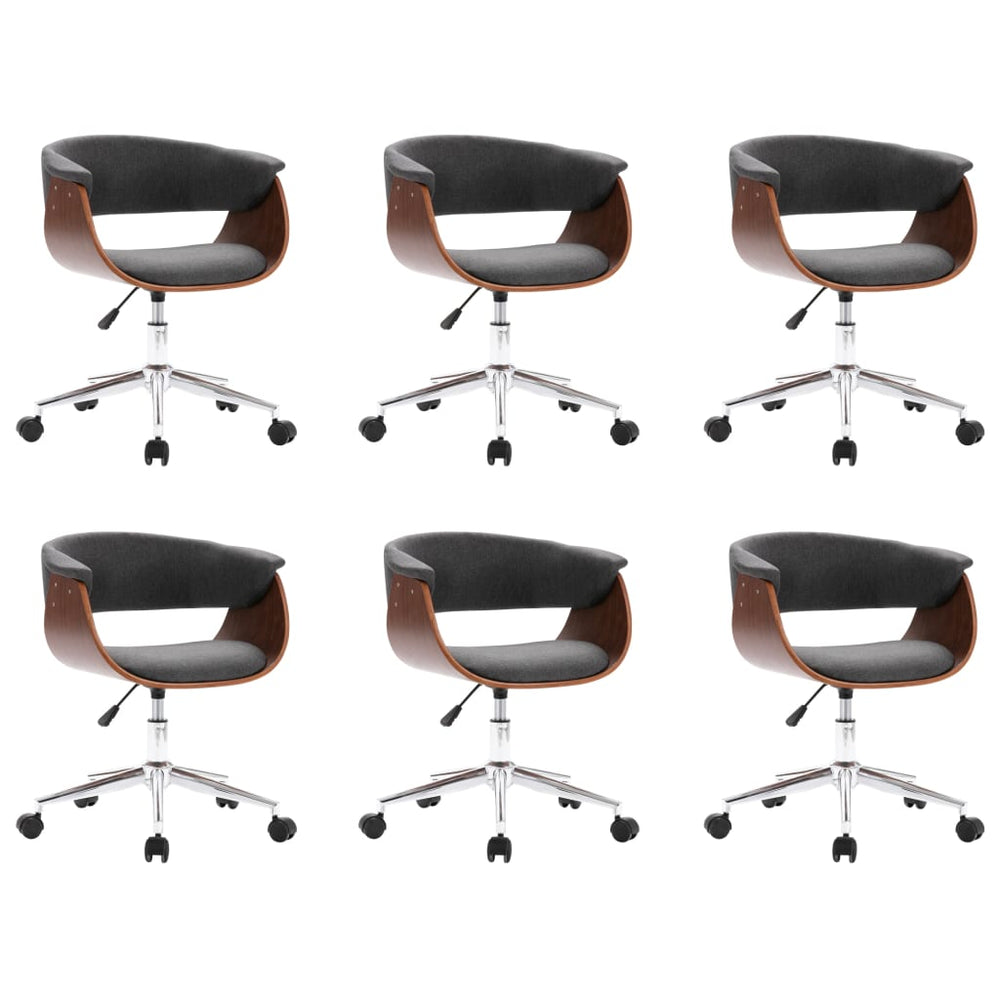 vidaXL Swivel Dining Chairs 6 pcs Grey Fabric
