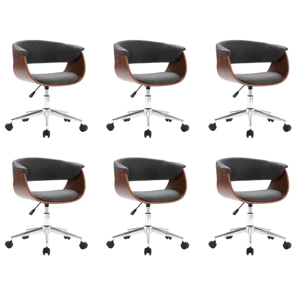 vidaXL Swivel Dining Chairs 6 pcs Grey Fabric