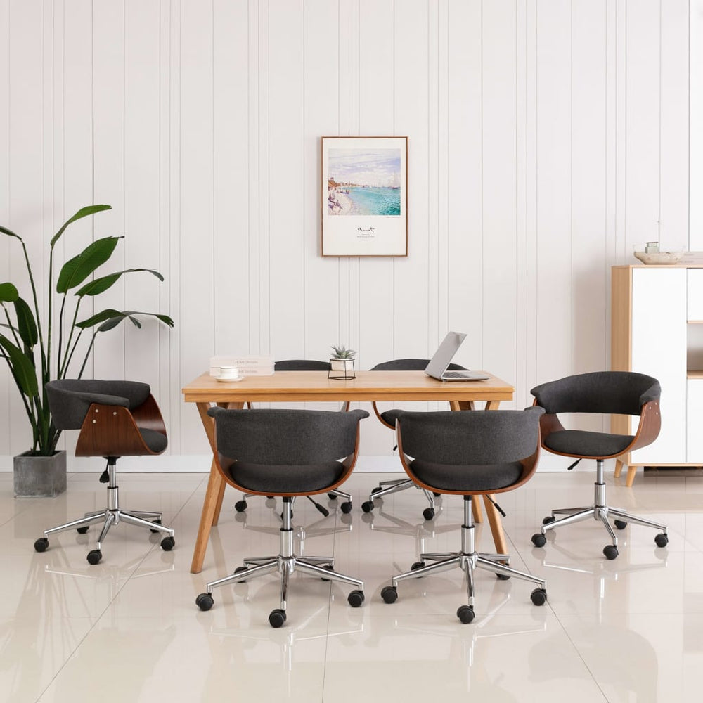 vidaXL Swivel Dining Chairs 6 pcs Grey Fabric