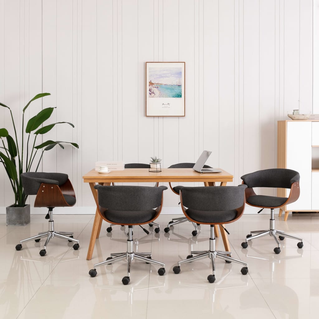 vidaXL Swivel Dining Chairs 6 pcs Grey Fabric
