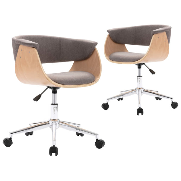 vidaXL Dining Chairs 2 pcs Swivel Taupe Fabric