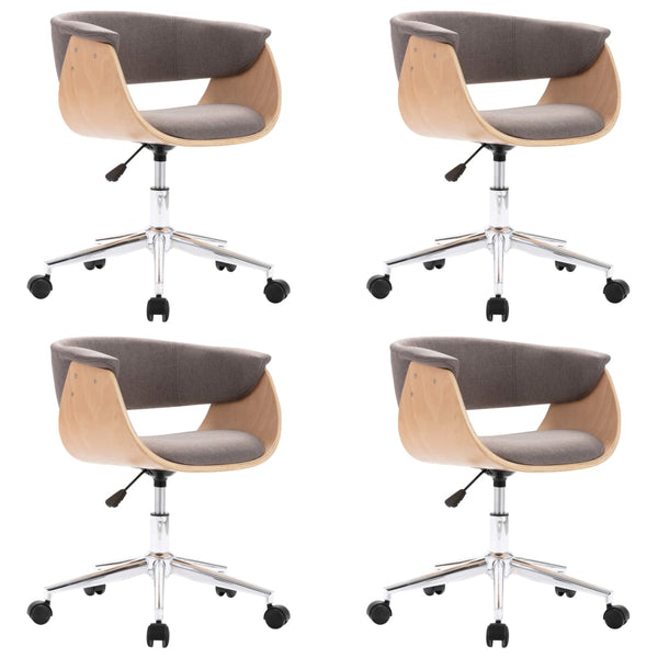 vidaXL Swivel Dining Chairs 4 pcs Taupe Fabric