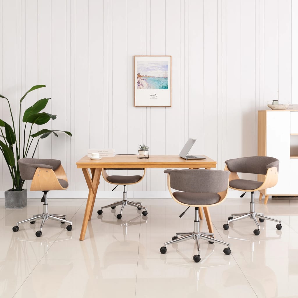 vidaXL Swivel Dining Chairs 4 pcs Taupe Fabric