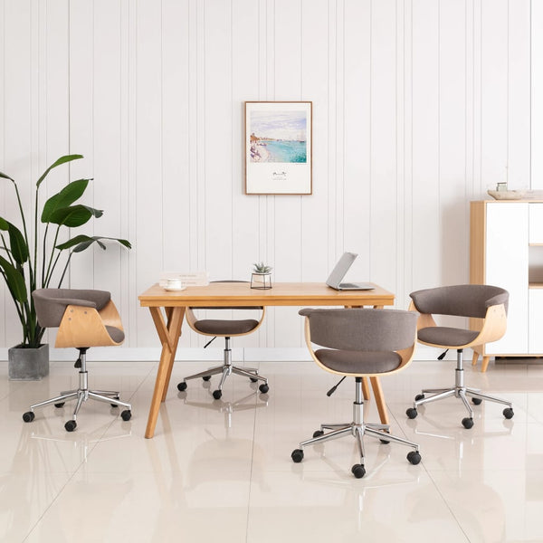 vidaXL Swivel Dining Chairs 4 pcs Taupe Fabric