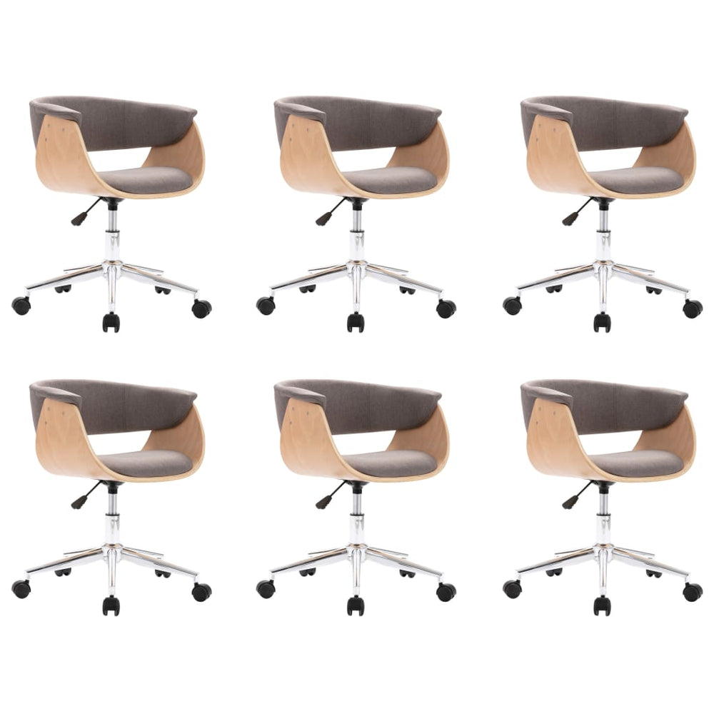 vidaXL Swivel Dining Chairs 6 pcs Taupe Fabric