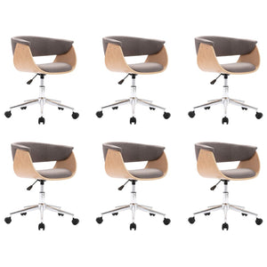 vidaXL Swivel Dining Chairs 6 pcs Taupe Fabric