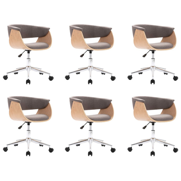 vidaXL Swivel Dining Chairs 6 pcs Taupe Fabric