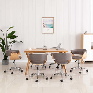 vidaXL Swivel Dining Chairs 6 pcs Taupe Fabric