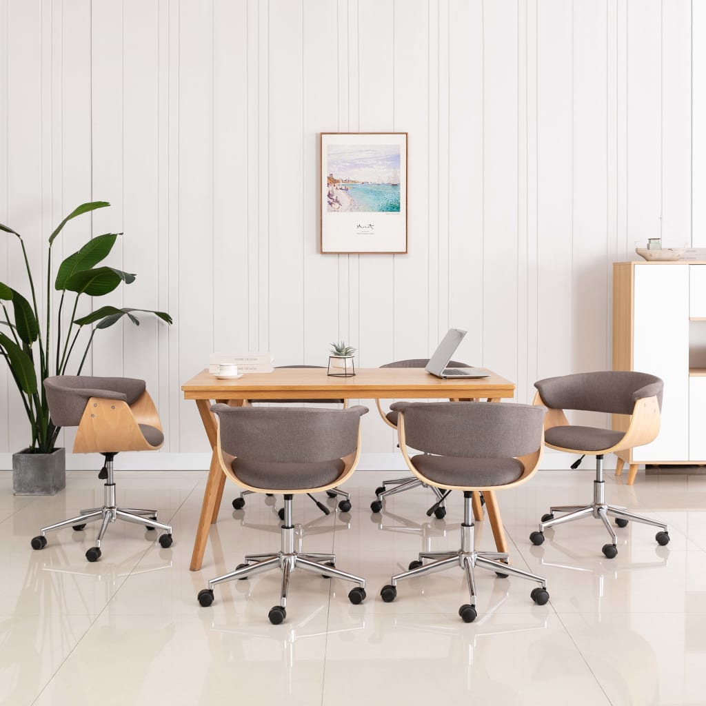 vidaXL Swivel Dining Chairs 6 pcs Taupe Fabric