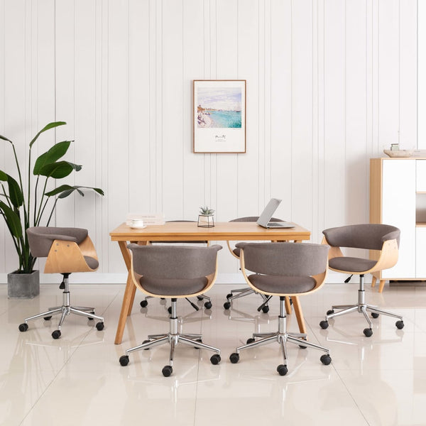 vidaXL Swivel Dining Chairs 6 pcs Taupe Fabric