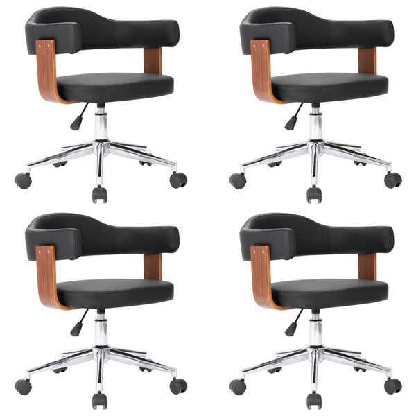 vidaXL Dining Chairs 4 pcs. Swivel Bentwood and Faux Leather