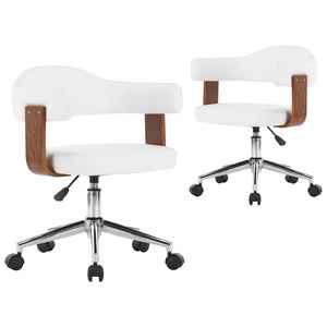 vidaXL Dining Chairs 2 pcs Swivel White Bentwood and Faux Leather