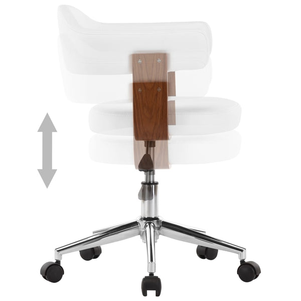 vidaXL Dining Chairs 2 pcs Swivel White Bentwood and Faux Leather
