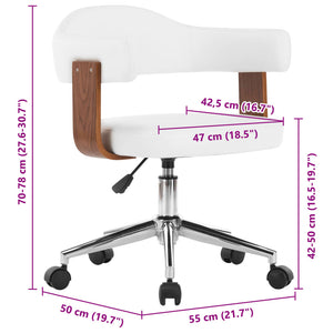 vidaXL Dining Chairs 2 pcs Swivel White Bentwood and Faux Leather