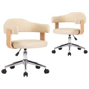vidaXL Dining Chairs 2 pcs Swivel Cream Faux Leather