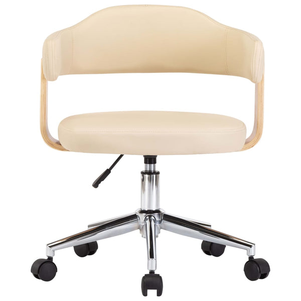vidaXL Dining Chairs 2 pcs Swivel Cream Faux Leather