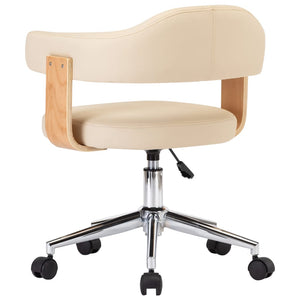 vidaXL Dining Chairs 2 pcs Swivel Cream Faux Leather
