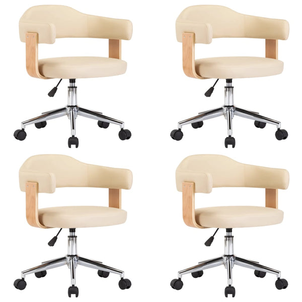 vidaXL Dining Chairs 4 pcs. Swivel Cream Faux Leather