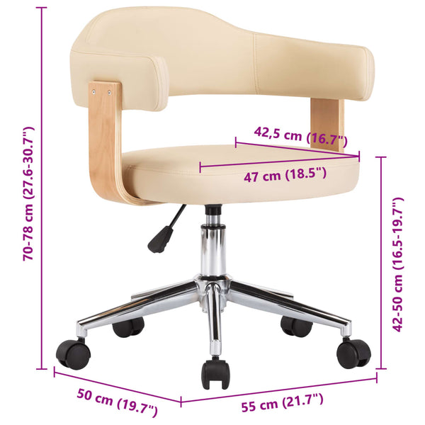 vidaXL Dining Chairs 4 pcs. Swivel Cream Faux Leather