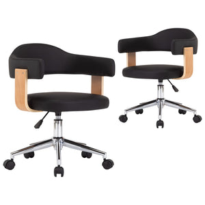 vidaXL Dining Chairs 2 pcs Swivel Black Faux Leather
