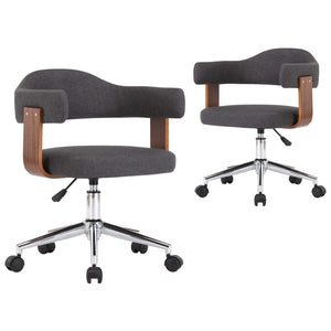 vidaXL Dining Chairs 2 pcs Swivel Grey Bentwood and Fabric