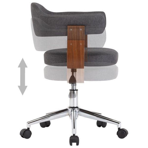 vidaXL Dining Chairs 2 pcs Swivel Grey Bentwood and Fabric