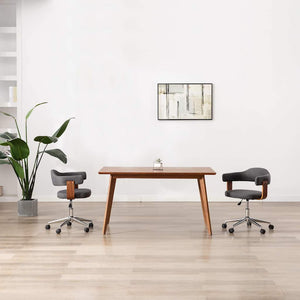 vidaXL Dining Chairs 2 pcs Swivel Grey Bentwood and Fabric