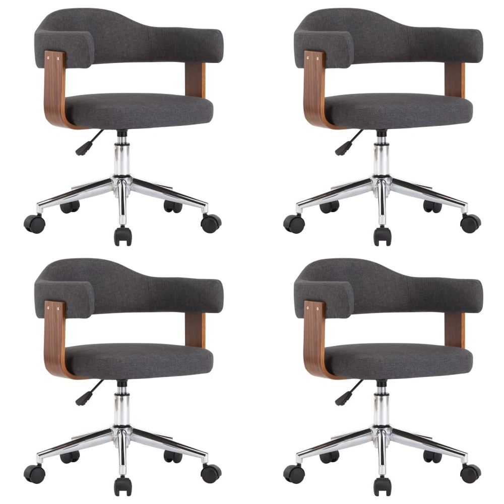 vidaXL Dining Chairs 4 pcs Swivel Grey Bentwood and Fabric