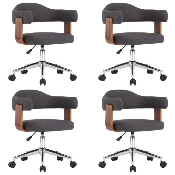 vidaXL Dining Chairs 4 pcs Swivel Grey Bentwood and Fabric