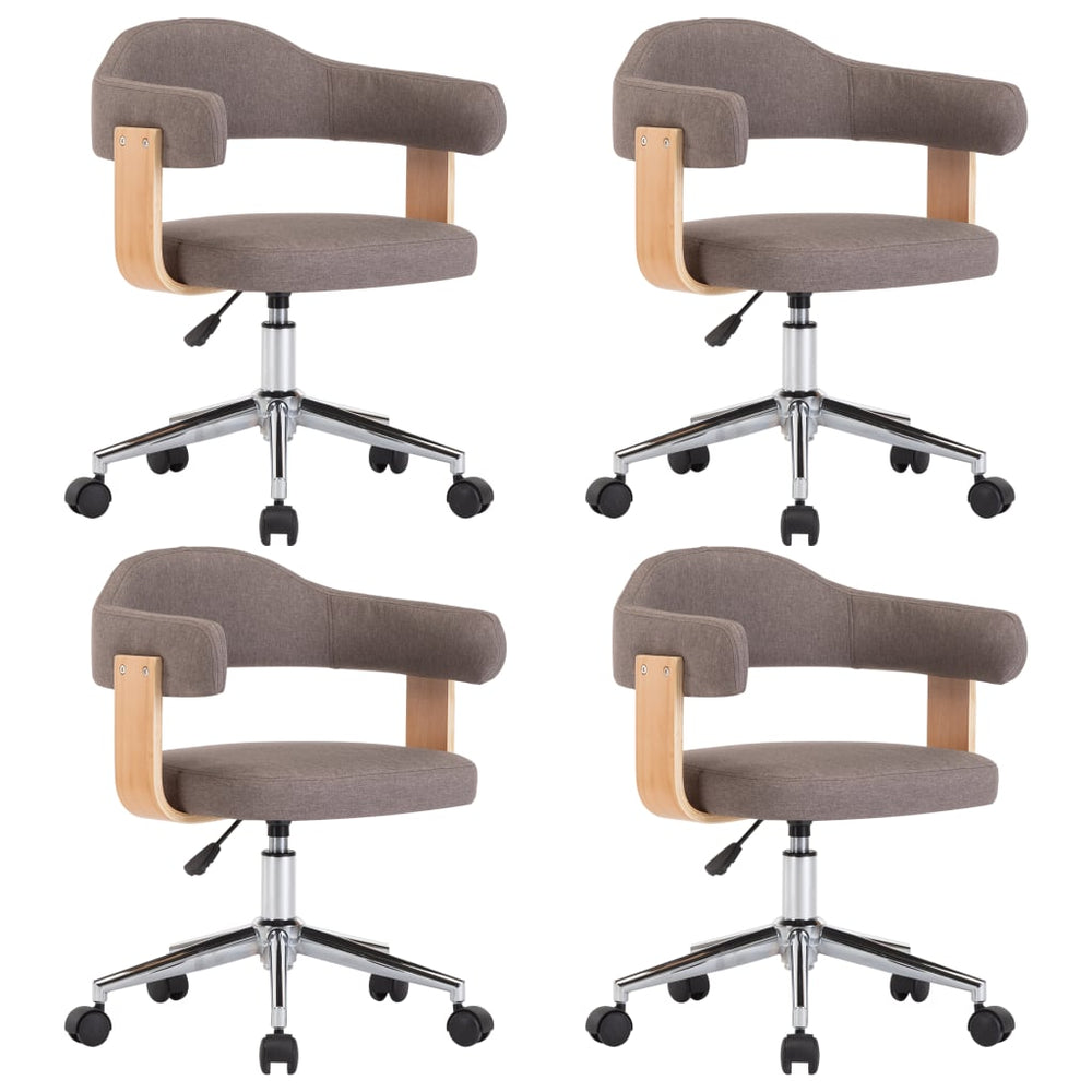 vidaXL Swivel Dining Chairs 4 pcs Taupe Bentwood and Fabric
