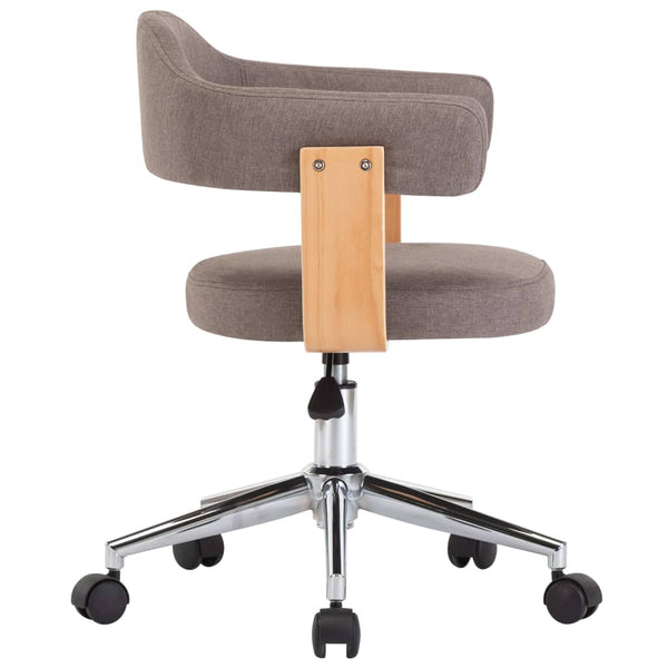 vidaXL Swivel Dining Chairs 4 pcs Taupe Bentwood and Fabric