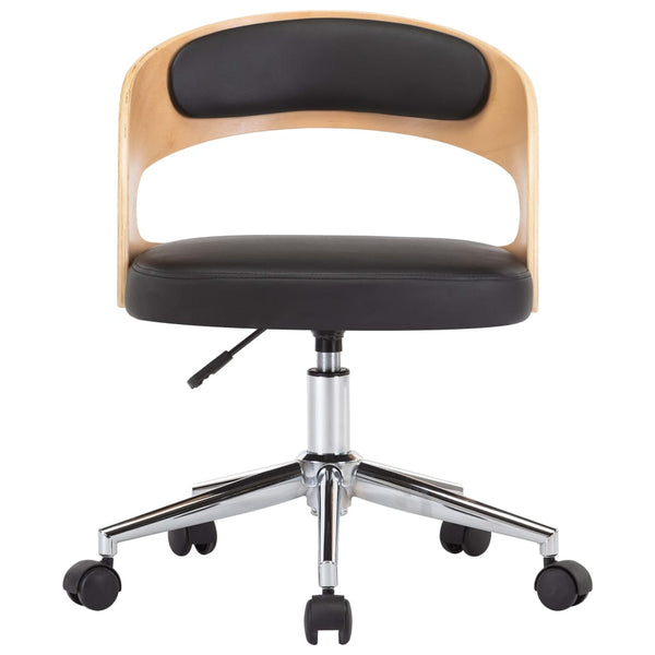 vidaXL Dining Chairs 2 pcs Swivel Black Bentwood and Faux Leather