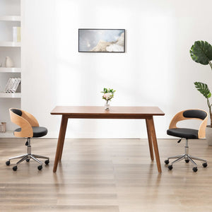 vidaXL Dining Chairs 2 pcs Swivel Black Bentwood and Faux Leather