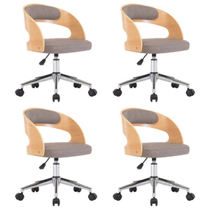 vidaXL Swivel Dining Chairs 4 pcs Taupe Bentwood and Fabric