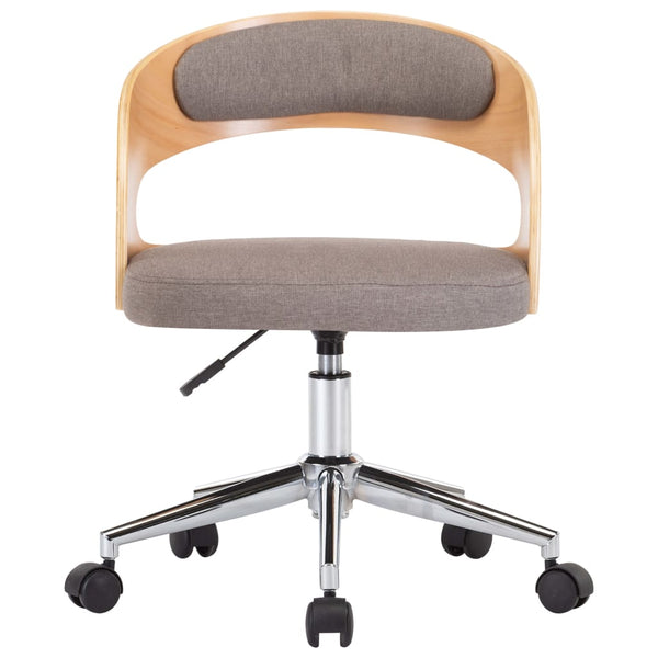vidaXL Swivel Dining Chairs 4 pcs Taupe Bentwood and Fabric