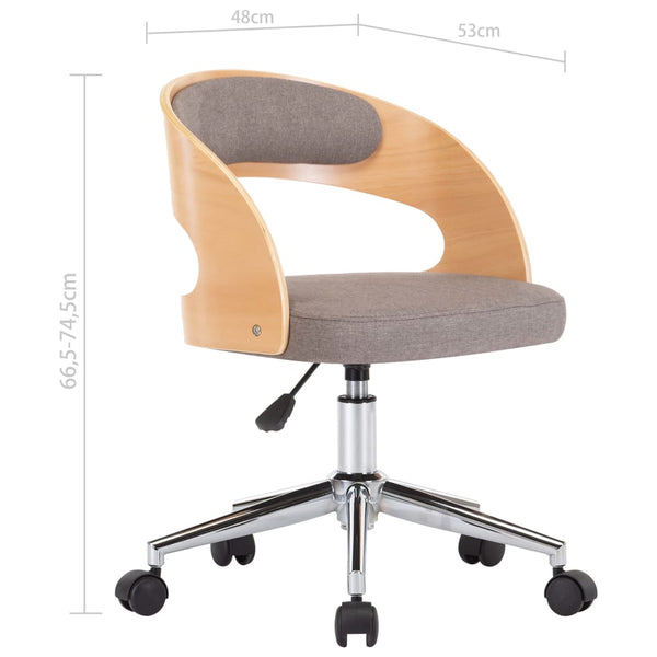 vidaXL Swivel Dining Chairs 4 pcs Taupe Bentwood and Fabric