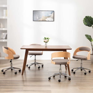 vidaXL Swivel Dining Chairs 4 pcs Taupe Bentwood and Fabric
