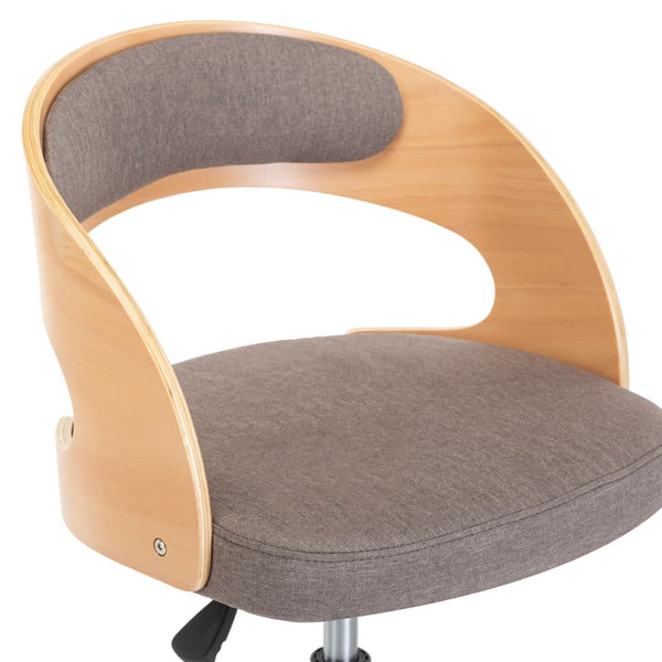 vidaXL Swivel Dining Chairs 6 pcs Taupe Bentwood and Fabric