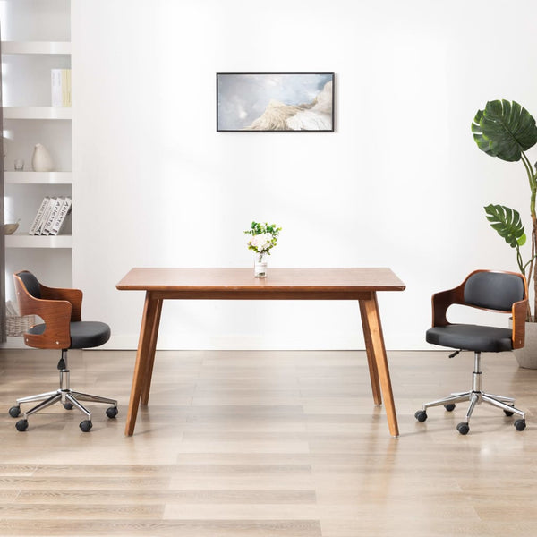 vidaXL Dining Chairs 2 pcs Swivel Black Bentwood and Faux Leather